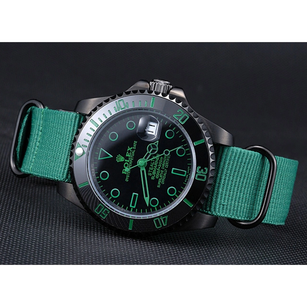 Aaa replica Rolex Submariner Stealth Strap 622009 Green Nylon 0815